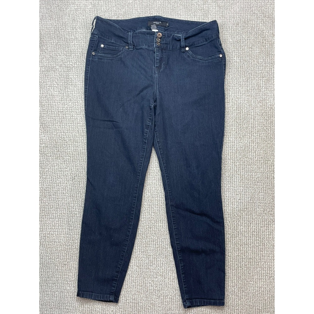Torrid Denim Womens Plus Size 18R High Rise Triple Button Skinny Jeans Dark Wash